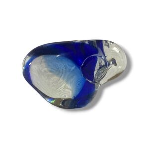 VTG MCM Elephant Sculpture Glass Blown Vibrant Blue Figurine Home Decor Office